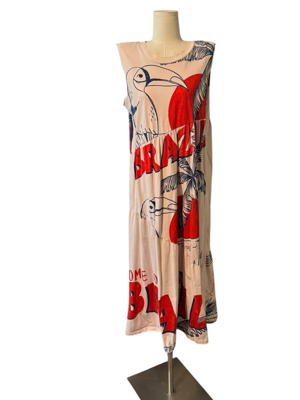 FARM Rio White Maxi Dress with Red and Blue Tropical Print - Picture 4 of 6